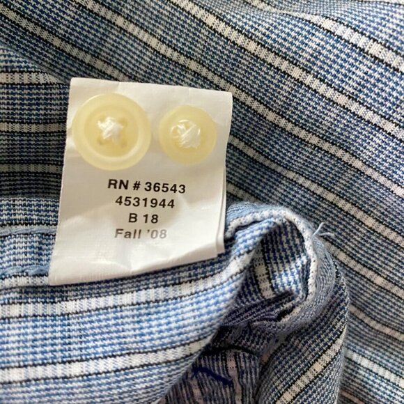 Izod Saltwater Long Sleeve Blue White Cotton Button Down Shirt Men's Large - Picture 9 of 10